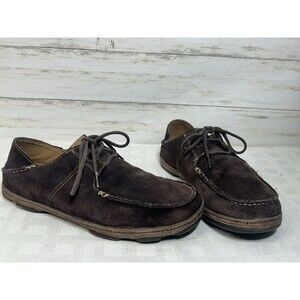 OluKai Ohana Lace Up Nubuck Leather Men’s 10.5 EU 44.5 M Brown Leather Shoes